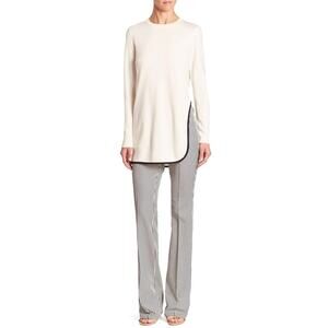 NWT Akris Punto Faye Boot-Cut Striped Denim Pants Size 6 Navy & Cream Nautical